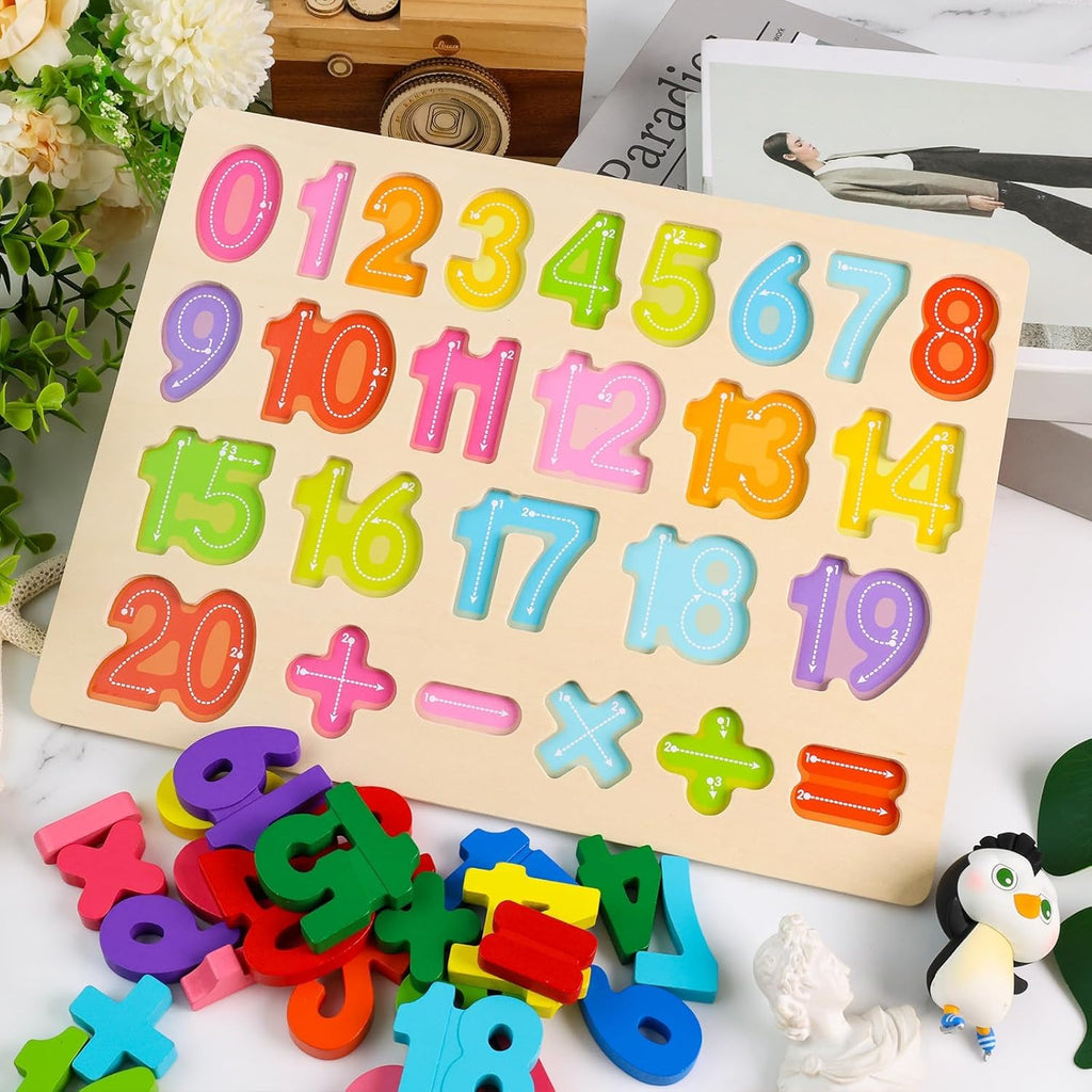 Montessori Wooden Numbers Puzzle Board – Early Learning Toy for Kids