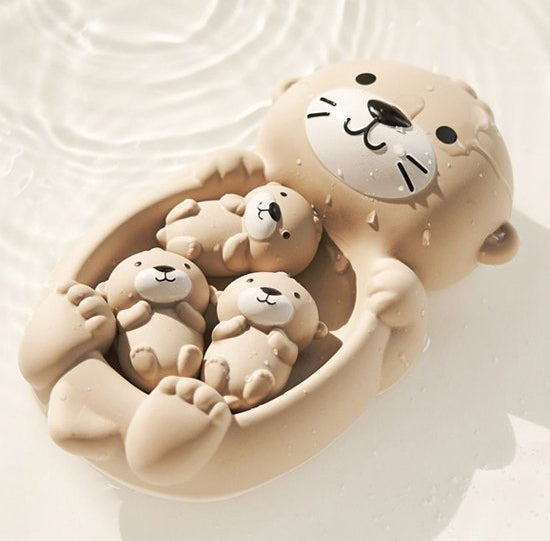 Otter Family Silicone Bath Toy Set – Soft and Safe Floating Toys for Babies and Kids