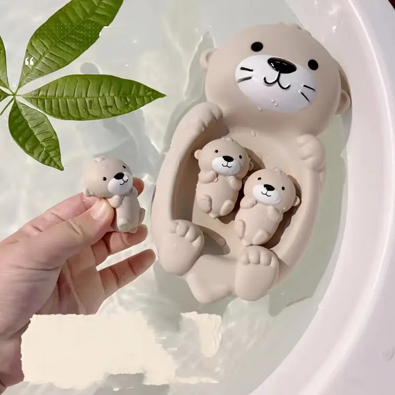 Otter Family Silicone Bath Toy Set – Soft and Safe Floating Toys for Babies and Kids