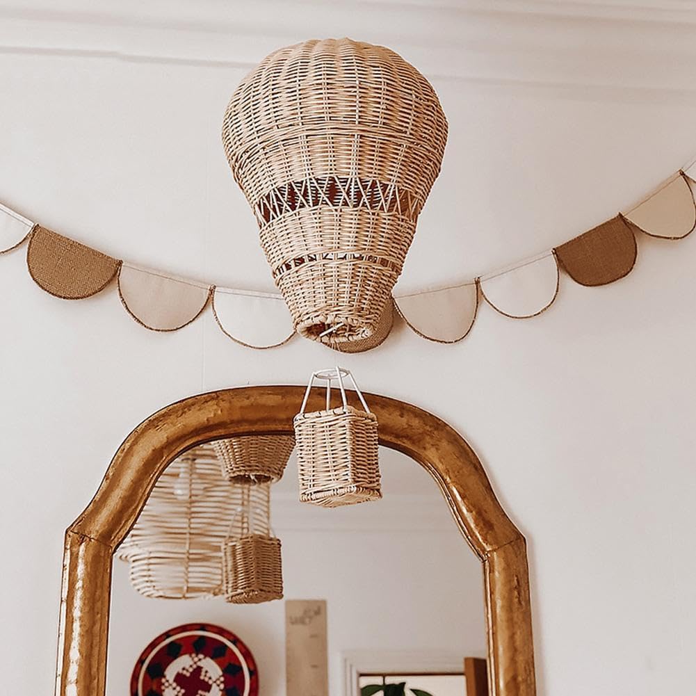 Handmade Hot Air Balloon Wall Decor – Natural Rattan Look