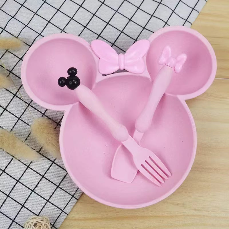 Mini Mouse Silicone Feeding Set – Nordic Pink | BPA-Free | Microwave Safe