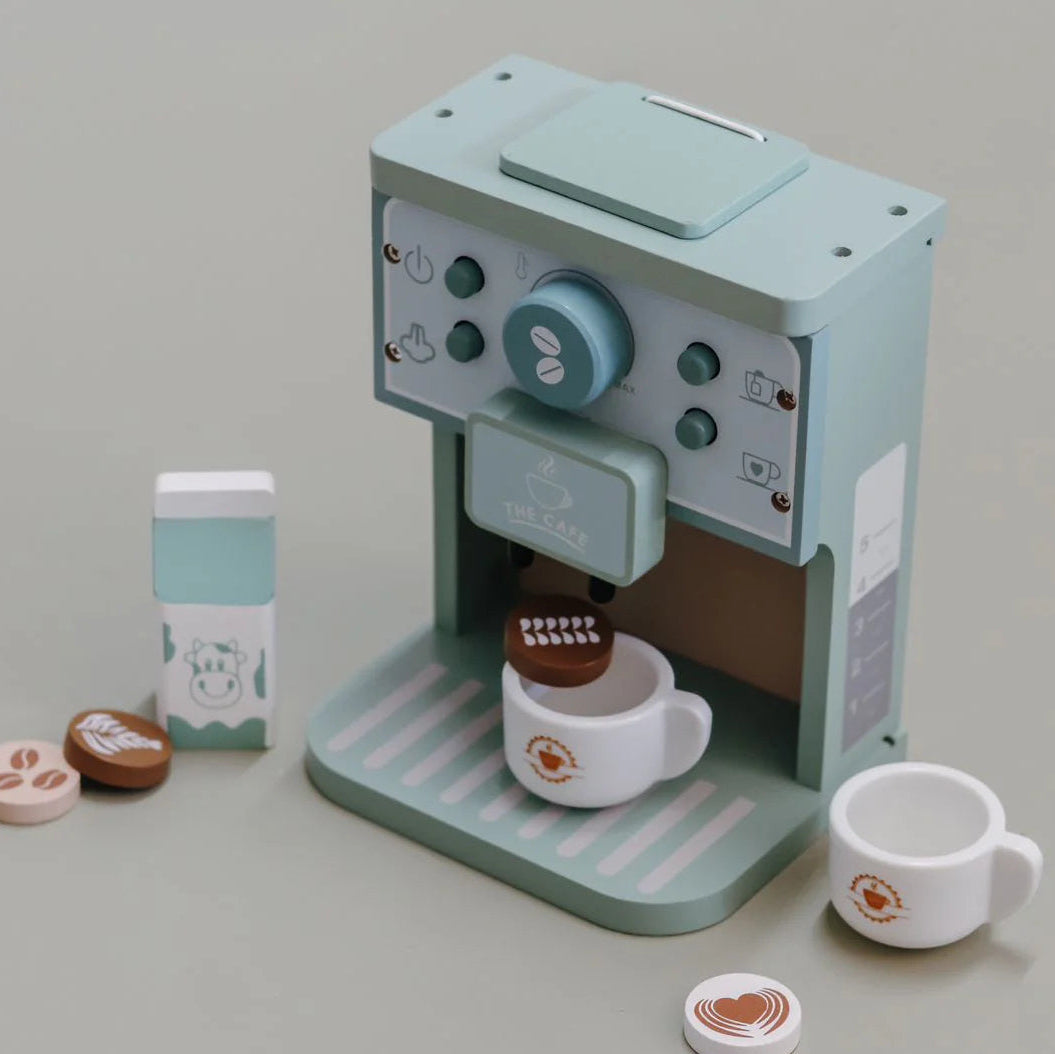 Wooden Coffee Maker Toy Set – Pretend Play Espresso Machine for Kids