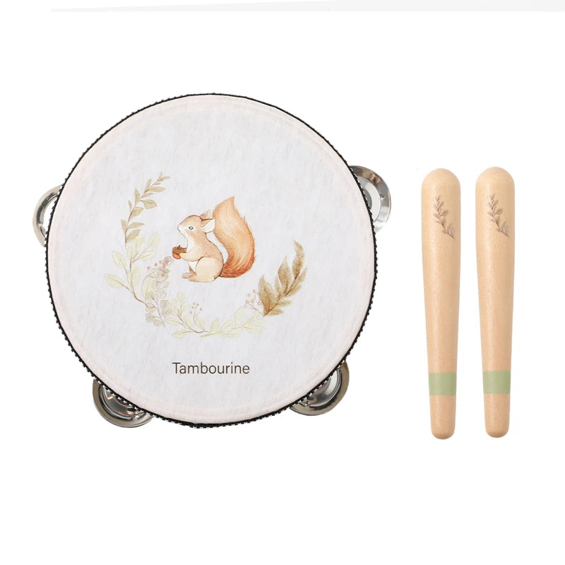 Montessori Wooden Musical Set – Natural Baby Instruments | Xylophone, Drum & Rattles
