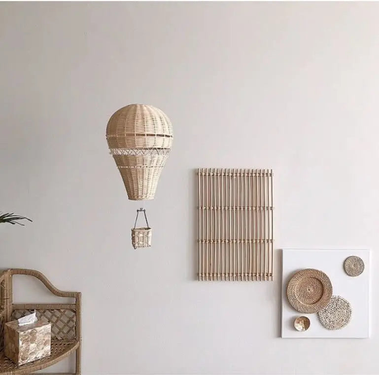 Handmade Hot Air Balloon Wall Decor – Natural Rattan Look