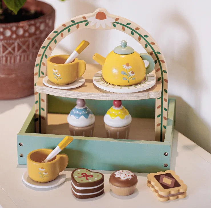 Wooden Tea Party Set – Montessori Pretend Play Toy