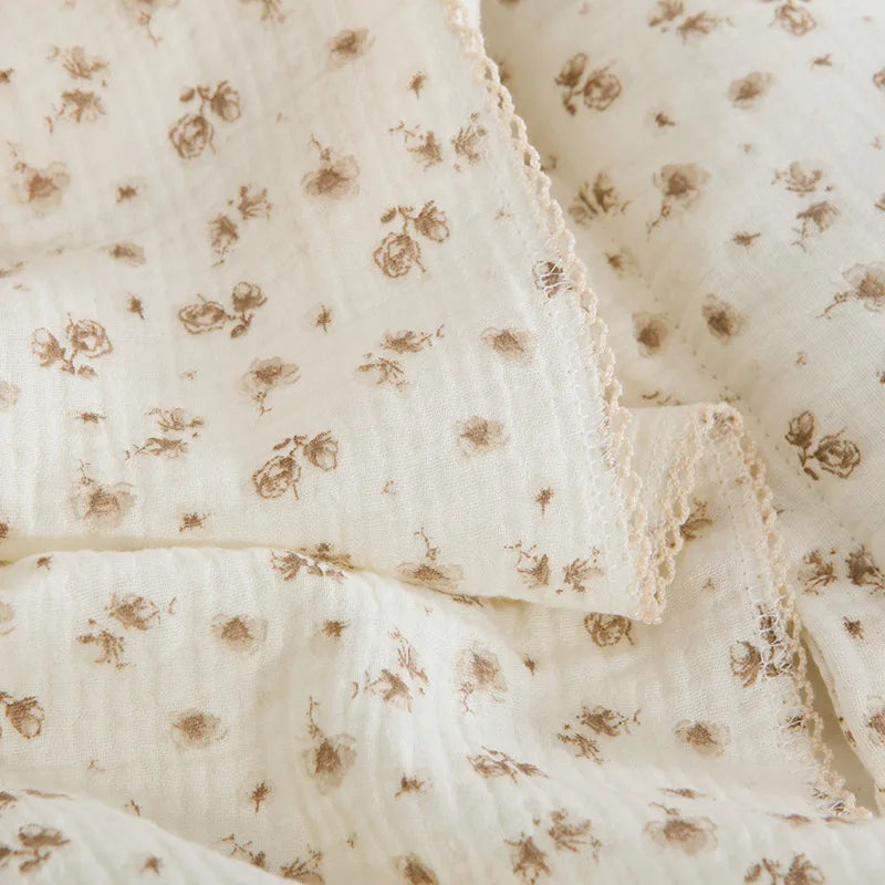 Soft Embroidered Muslin Blanket – Summer Baby Swaddle | Vintage Cotton Gauze 150×120cm