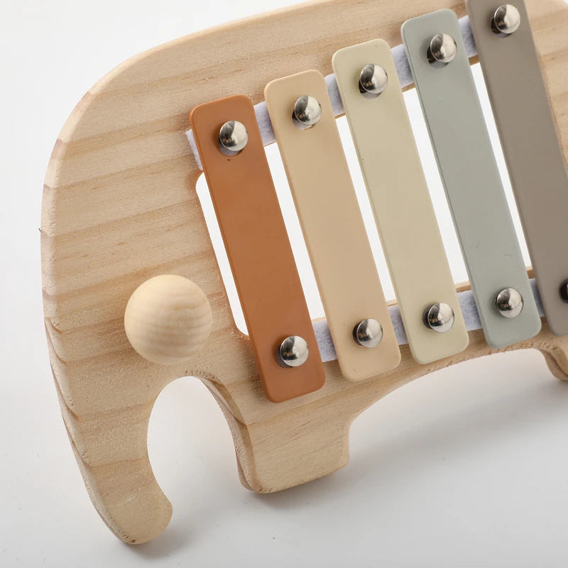 Montessori Wooden Musical Set – Natural Baby Instruments | Xylophone, Drum & Rattles