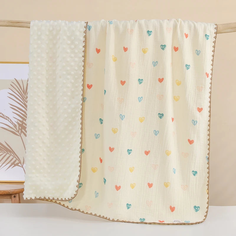 Soft Muslin Baby Blanket – Printed Cotton Swaddle | Neutral Vintage Style 101×96cm