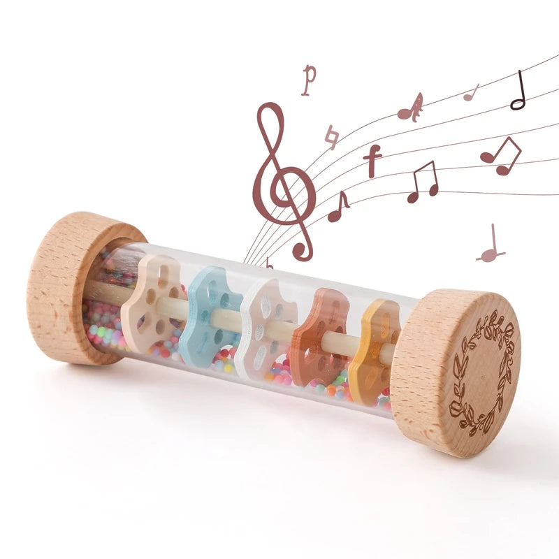 Montessori Wooden Musical Set – Natural Baby Instruments | Xylophone, Drum & Rattles