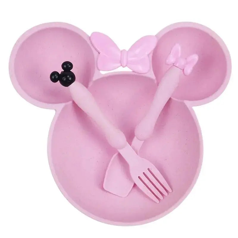 Mini Mouse Silicone Feeding Set – Nordic Pink | BPA-Free | Microwave Safe
