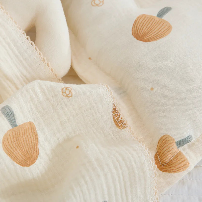Soft Embroidered Muslin Blanket – Summer Baby Swaddle | Vintage Cotton Gauze 150×120cm