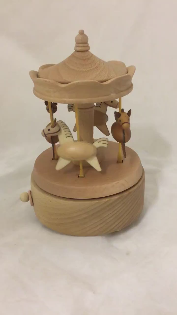 Wooden Carousel Music Box